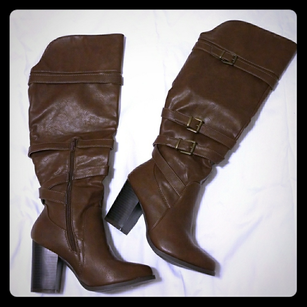 Shoedazzle Faux Leather Brown Boots 7